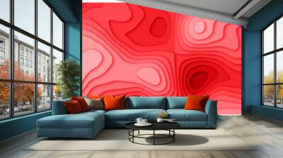 Luxury pink abstract papercut background with 3d geometry circles.pink paper cut banner.Modern realistic papercut decoration texture. >< Wall mural